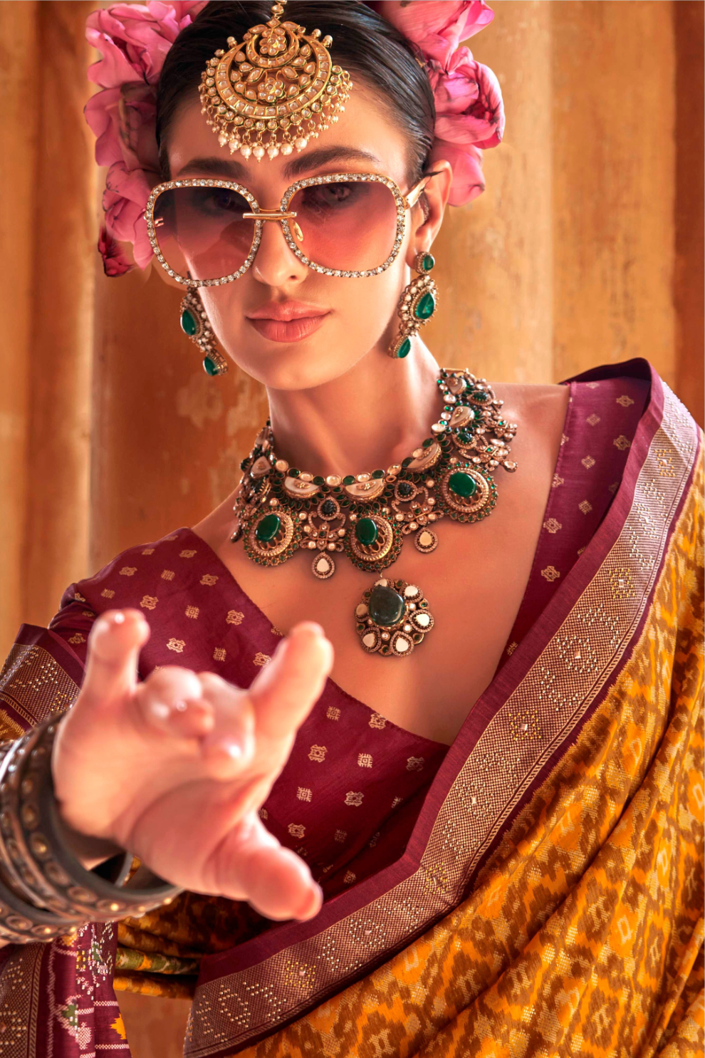 Super Poly Viscose Silk Saree with Traditional Patola Design - LaVante Fashion