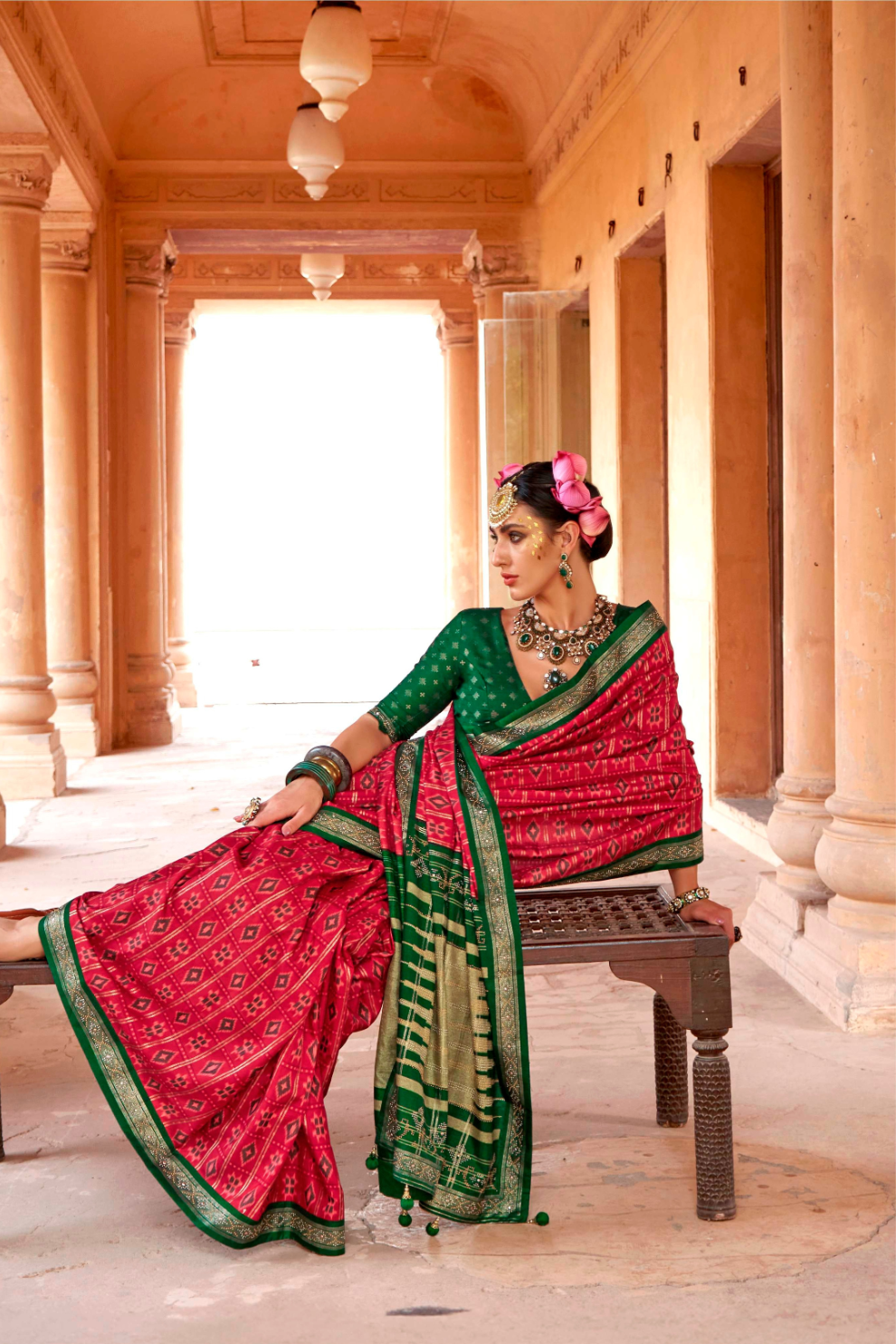 Radiant Super Polyester Viscose Silk Saree with Traditional Patola Design - LaVante Fashion