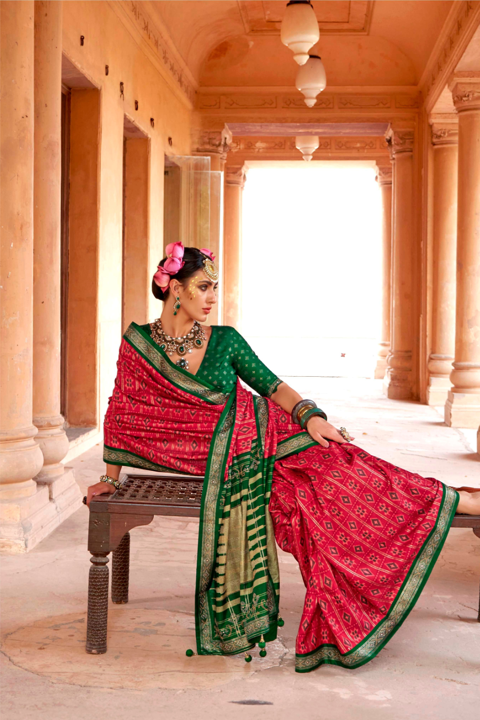 Radiant Super Polyester Viscose Silk Saree with Traditional Patola Design - LaVante Fashion