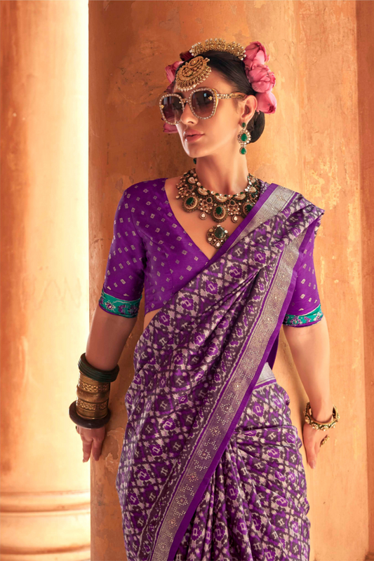 Super Poly Viscose Silk Saree with Traditional Patola Design - LaVante Fashion
