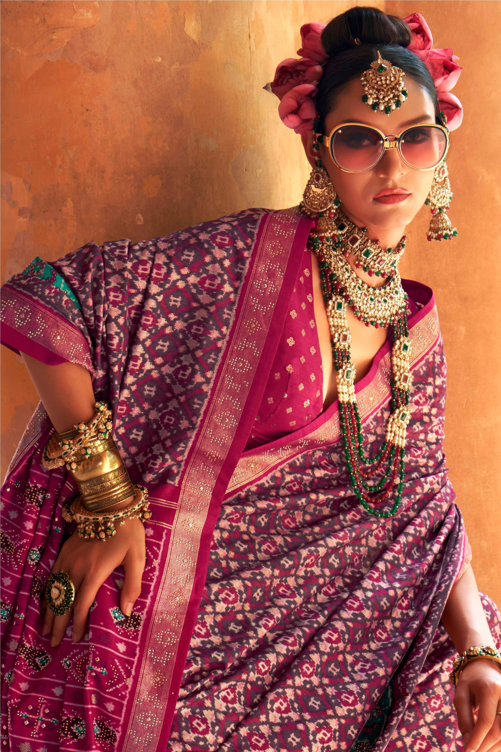 Super Poly Viscose Silk Saree with Traditional Patola Design - LaVante Fashion