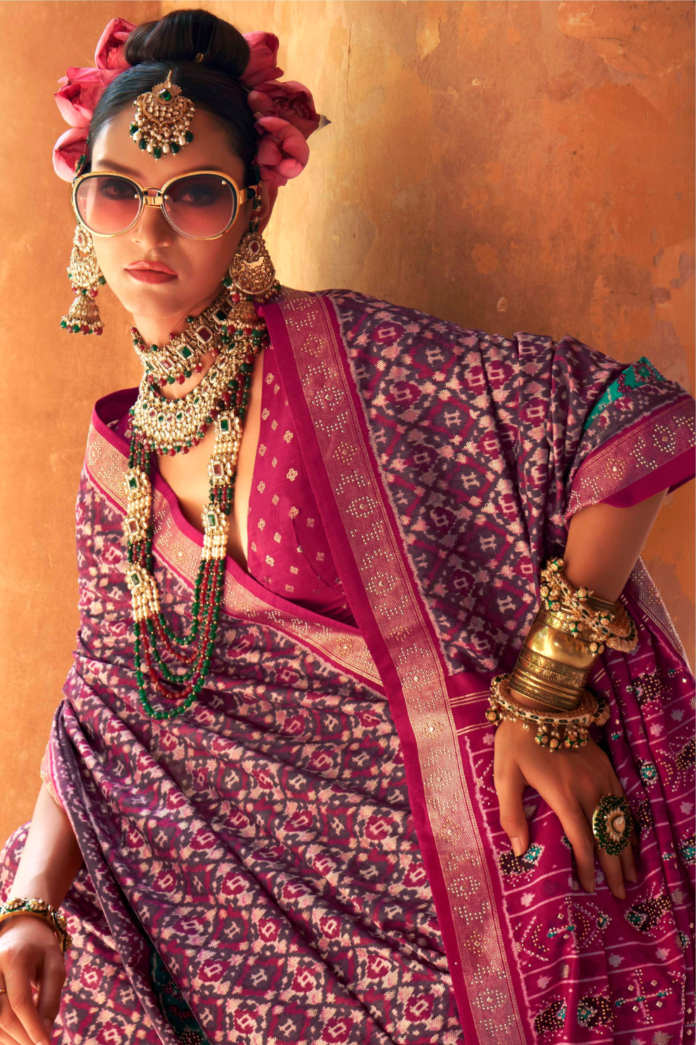 Super Poly Viscose Silk Saree with Traditional Patola Design - LaVante Fashion