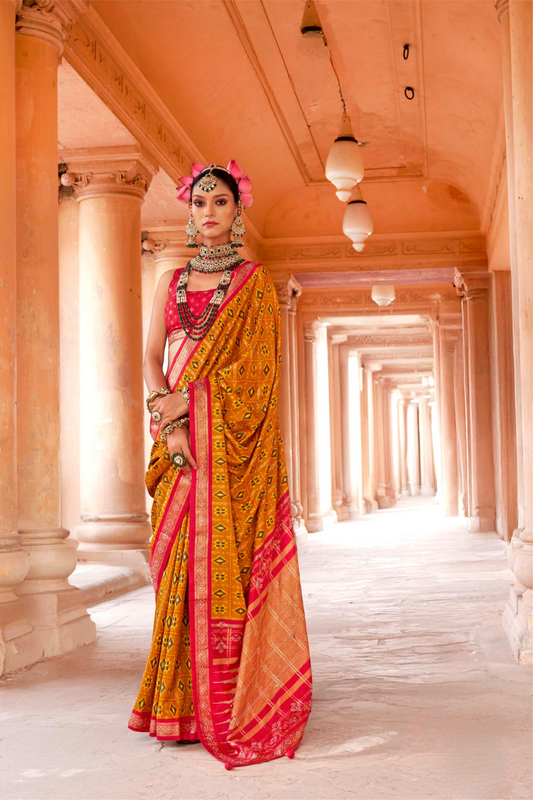 Radiant Super Polyester Viscose Silk Saree with Traditional Patola Design