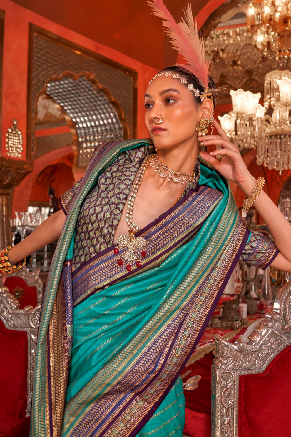 Super V.B. Silk Saree with Elite Gold Finish - LaVante Fashion