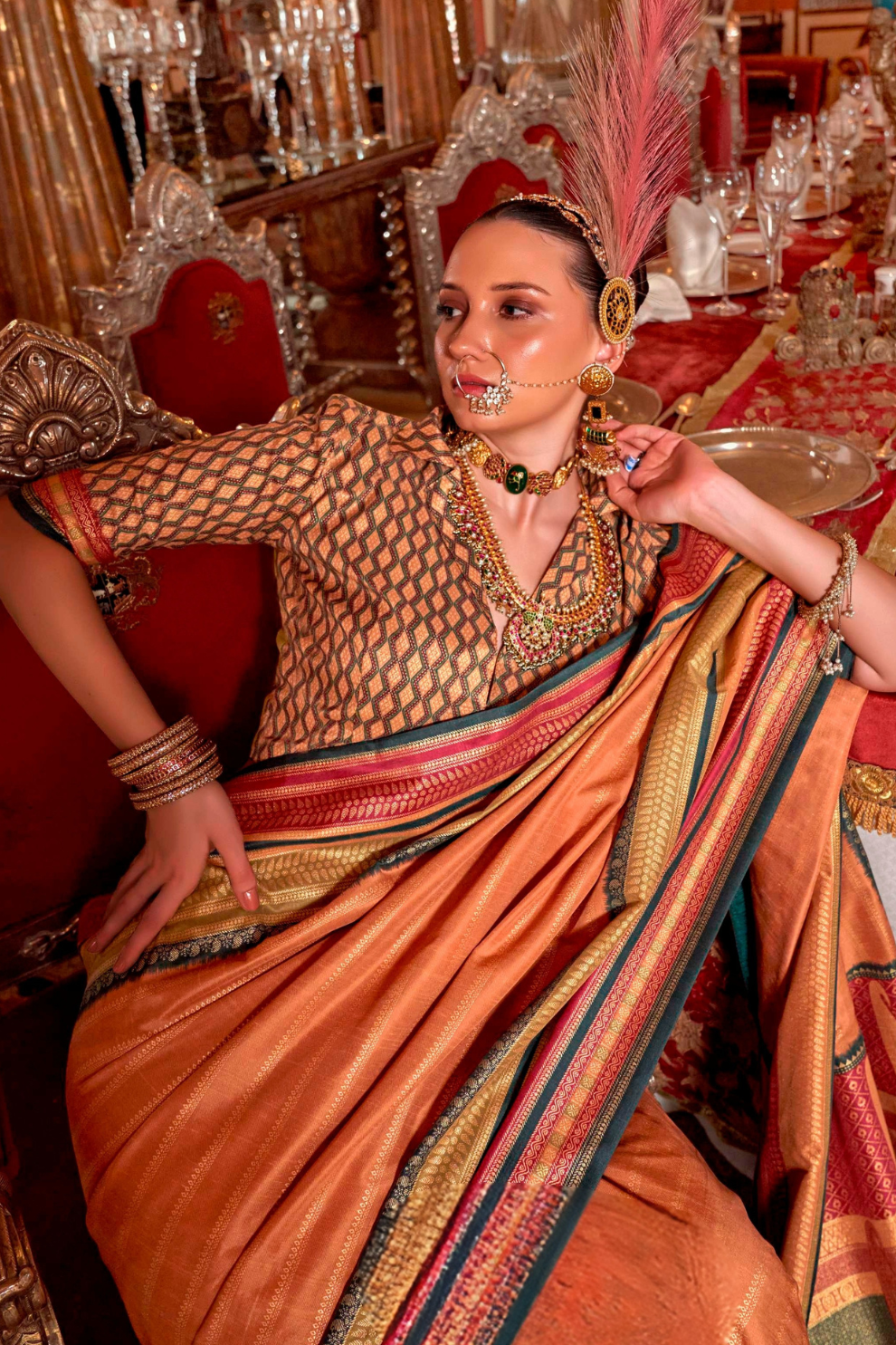 Super V.B. Silk Saree with Elite Gold Finish - LaVante Fashion