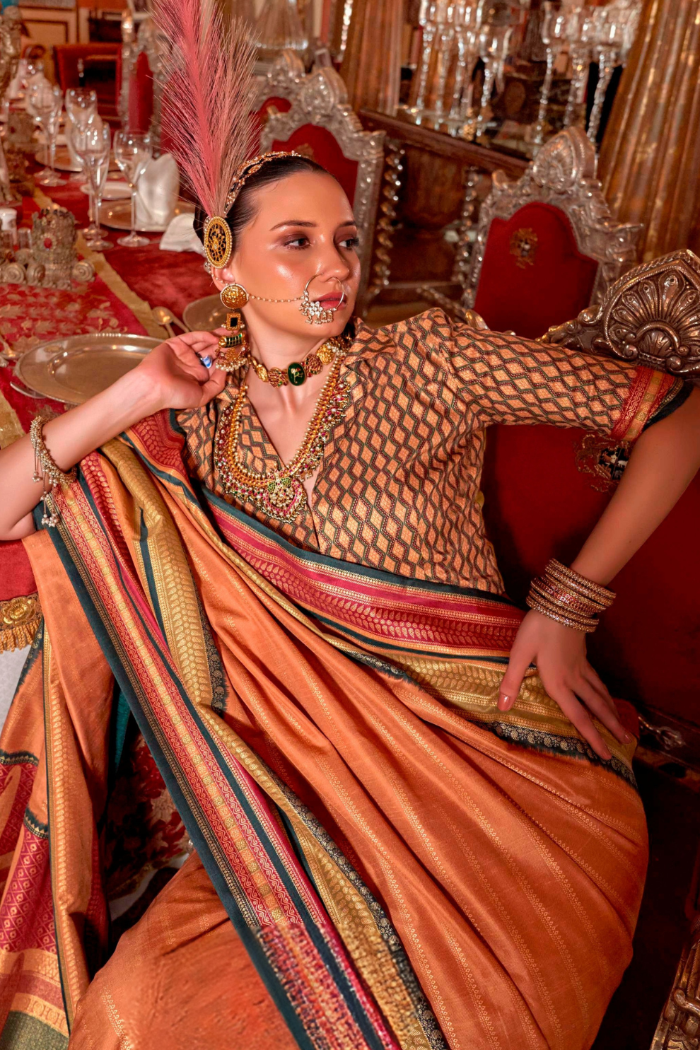 Super V.B. Silk Saree with Elite Gold Finish - LaVante Fashion