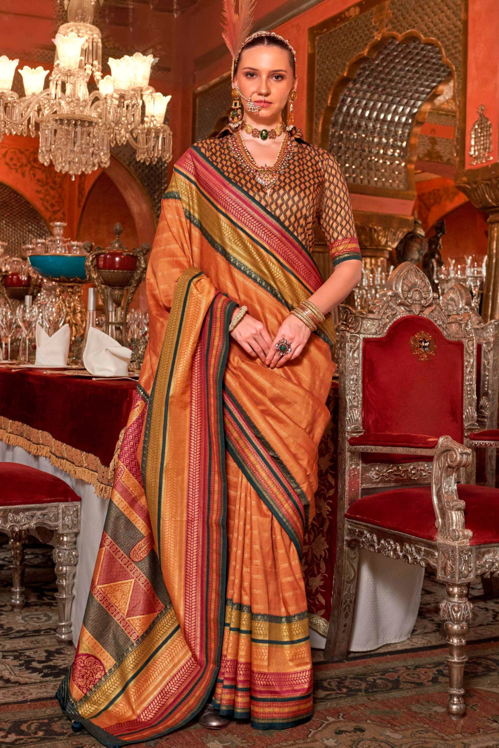 Super V.B. Silk Saree with Elite Gold Finish - LaVante Fashion