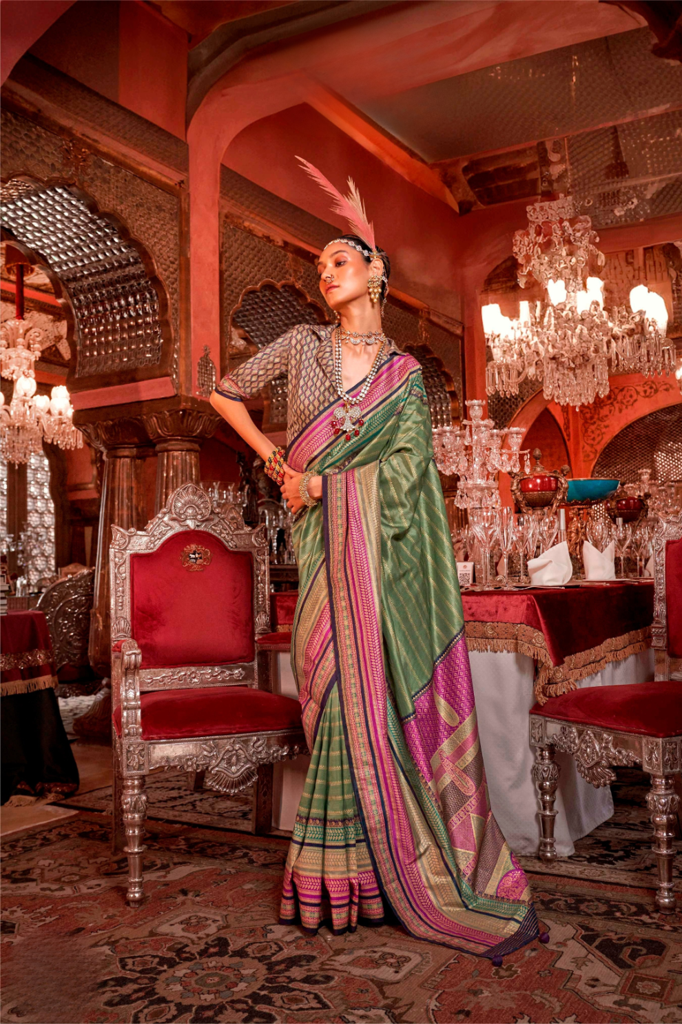 Super V.B. Silk Saree with Elite Gold Finish - LaVante Fashion