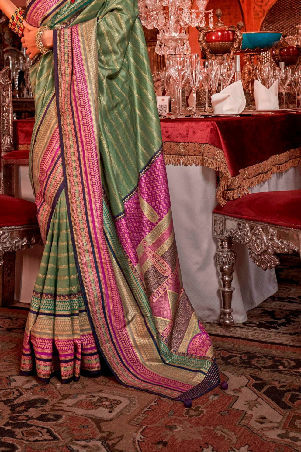 Super V.B. Silk Saree with Elite Gold Finish - LaVante Fashion