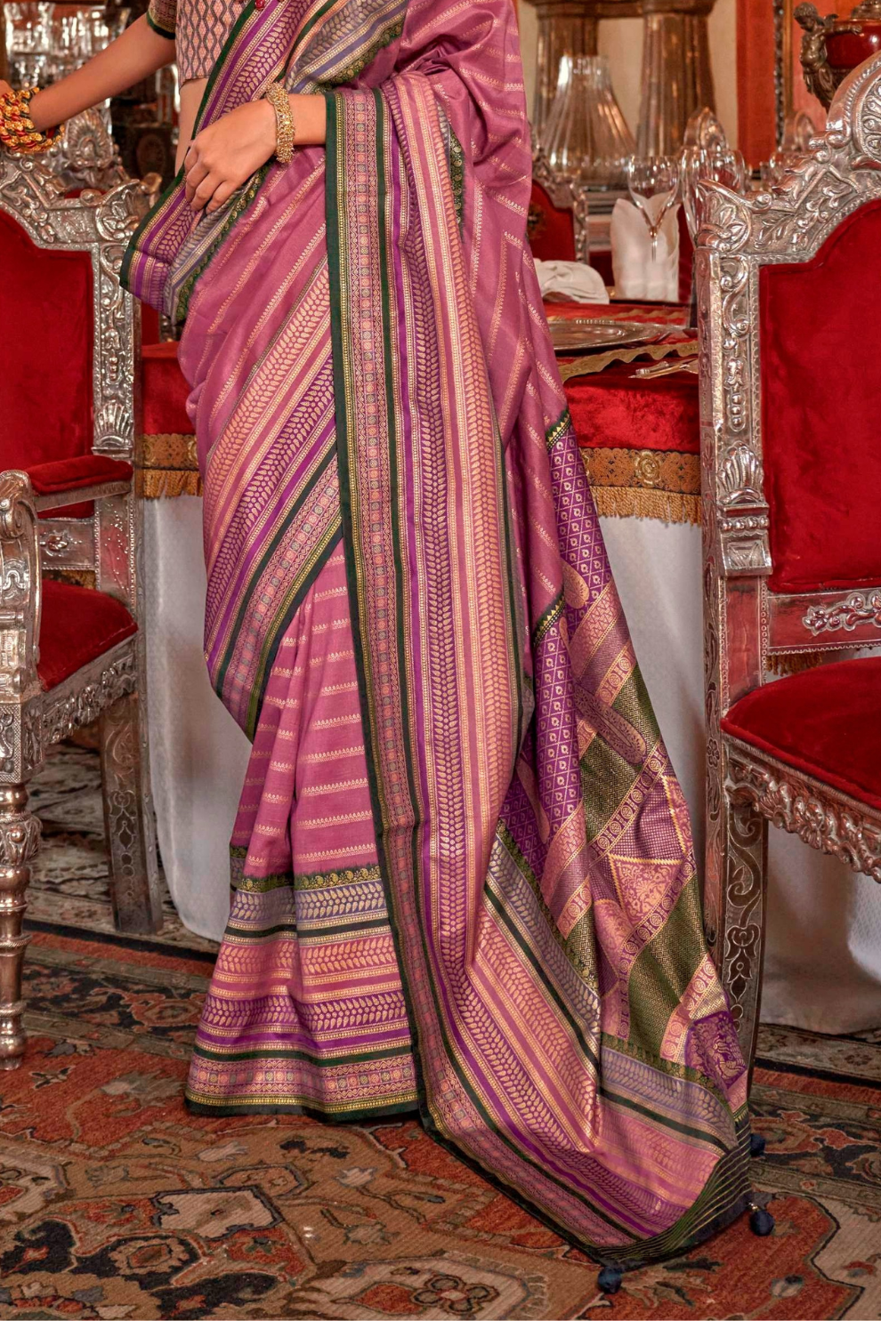 Super V.B. Silk Saree with Elite Gold Finish - LaVante Fashion