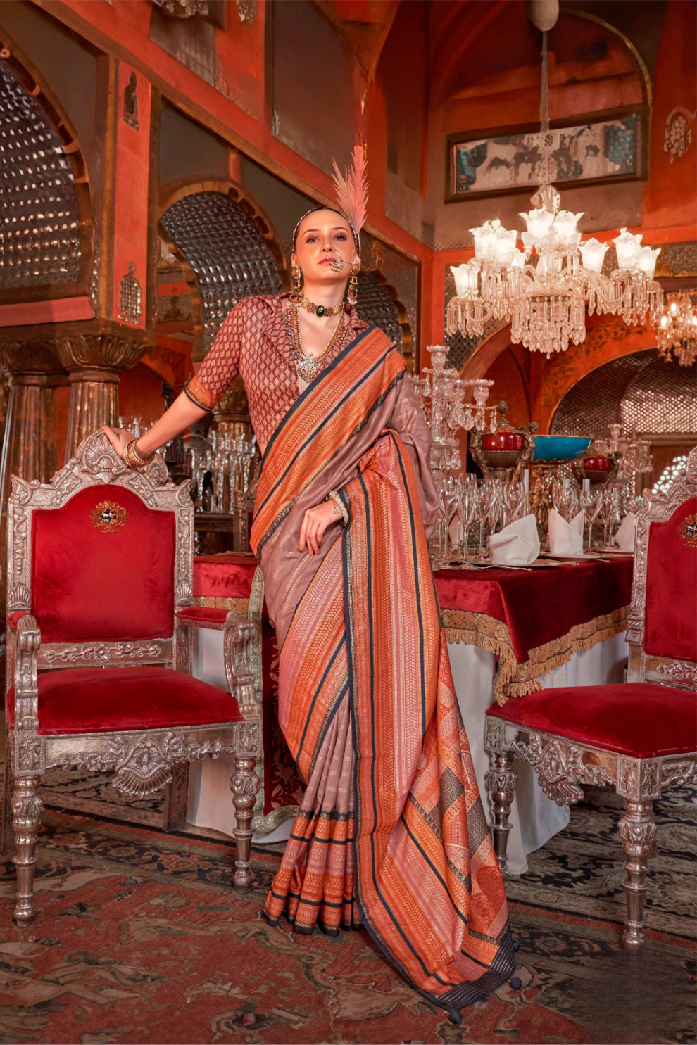 Super V.B. Silk Saree with Elite Gold Finish - LaVante Fashion