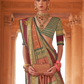 Kanjivaram Style Silk Saree with Designer Brooch and Clutch