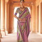 Kanjivaram Style Silk Saree with Designer Brooch and Clutch