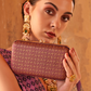 Kanjivaram Style Silk Saree with Designer Brooch and Clutch
