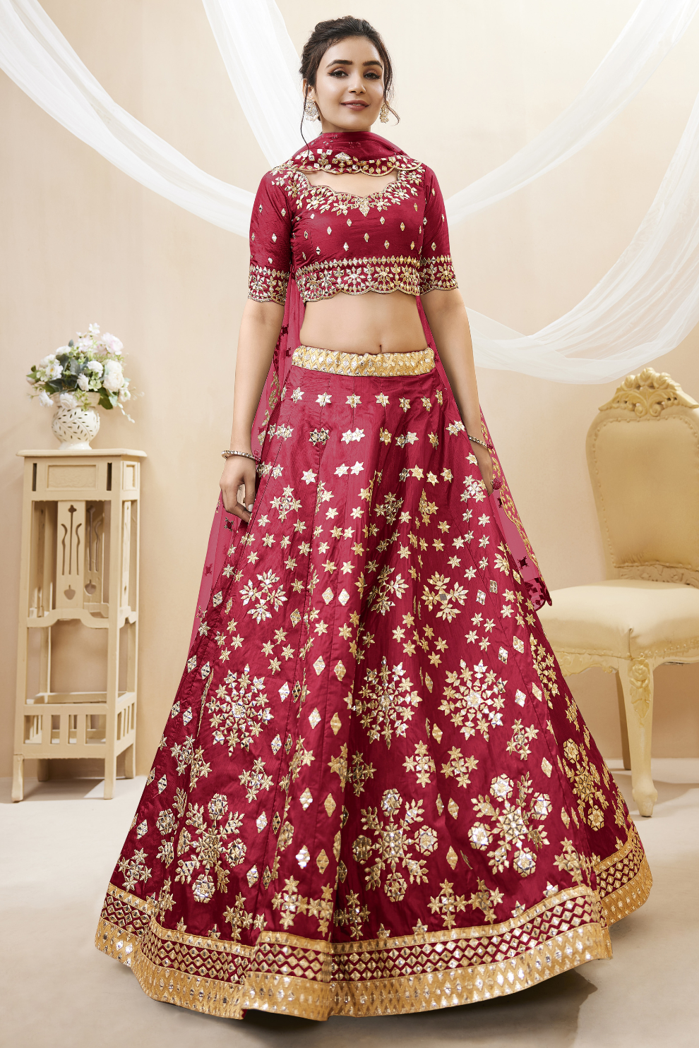 Elegant Embroidered Flared Lehenga Choli Set with Dupatta