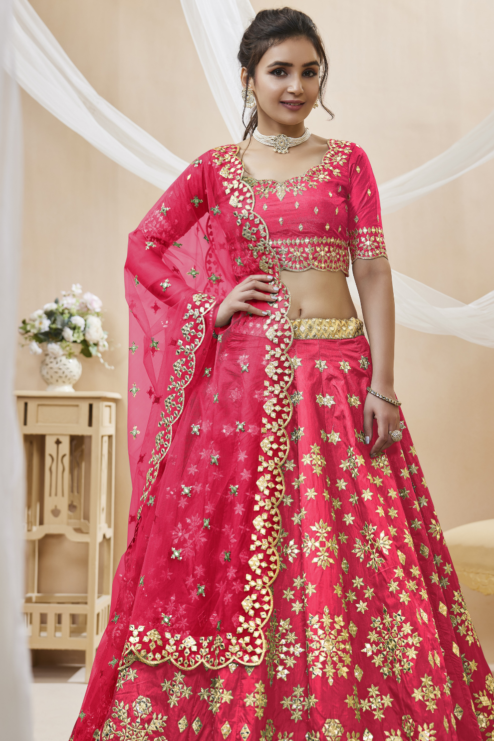 Elegant Embroidered Flared Lehenga Choli Set with Dupatta
