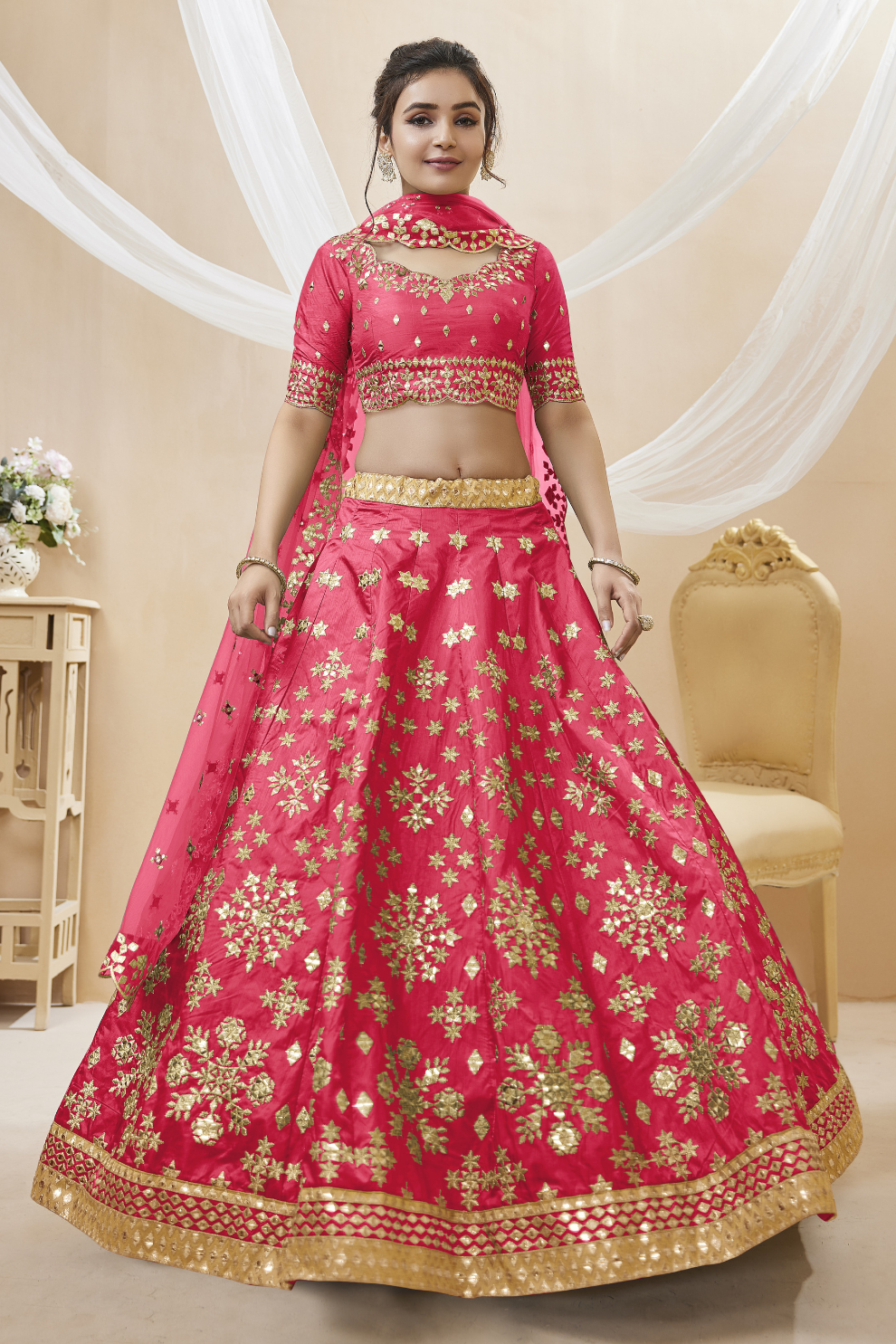 Elegant Embroidered Flared Lehenga Choli Set with Dupatta