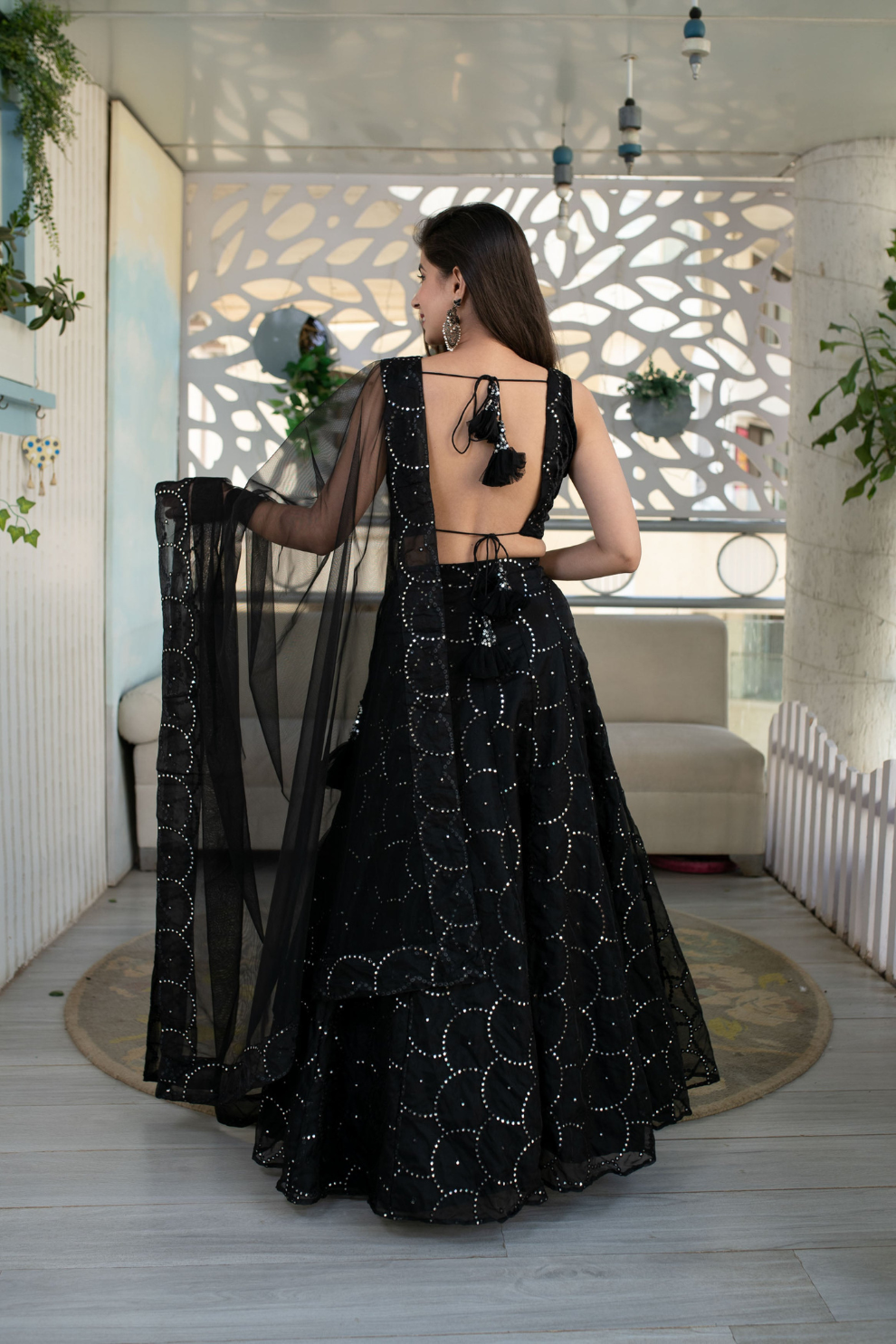Graceful Georgette Lehenga Choli Featuring a Draped Attached Dupatta