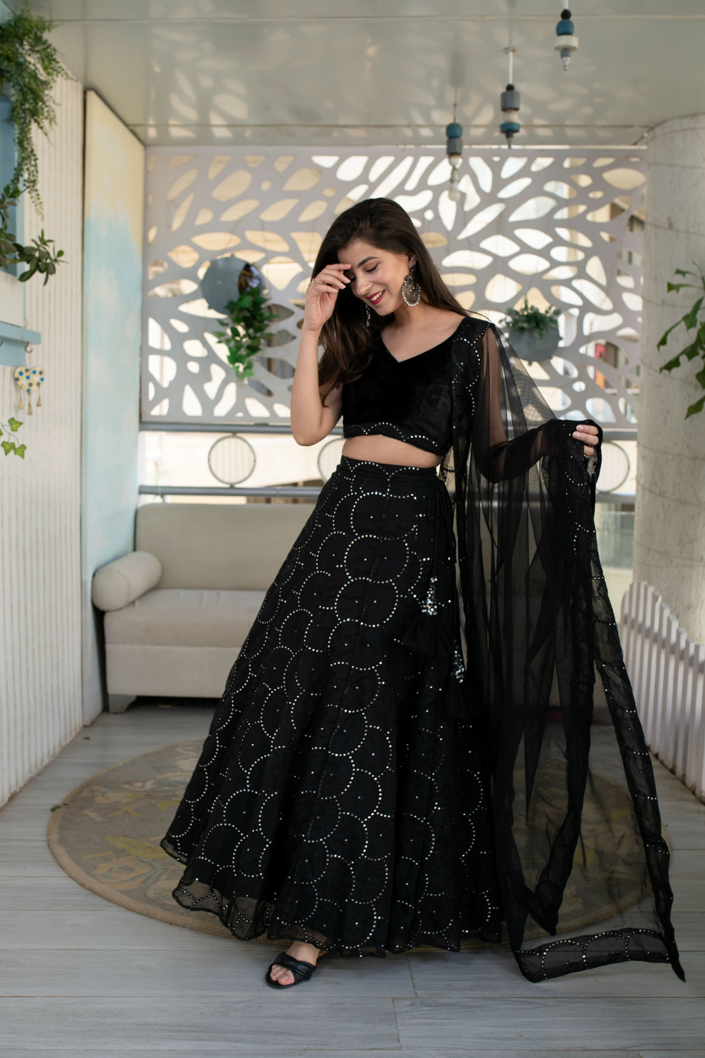 Graceful Georgette Lehenga Choli Featuring a Draped Attached Dupatta