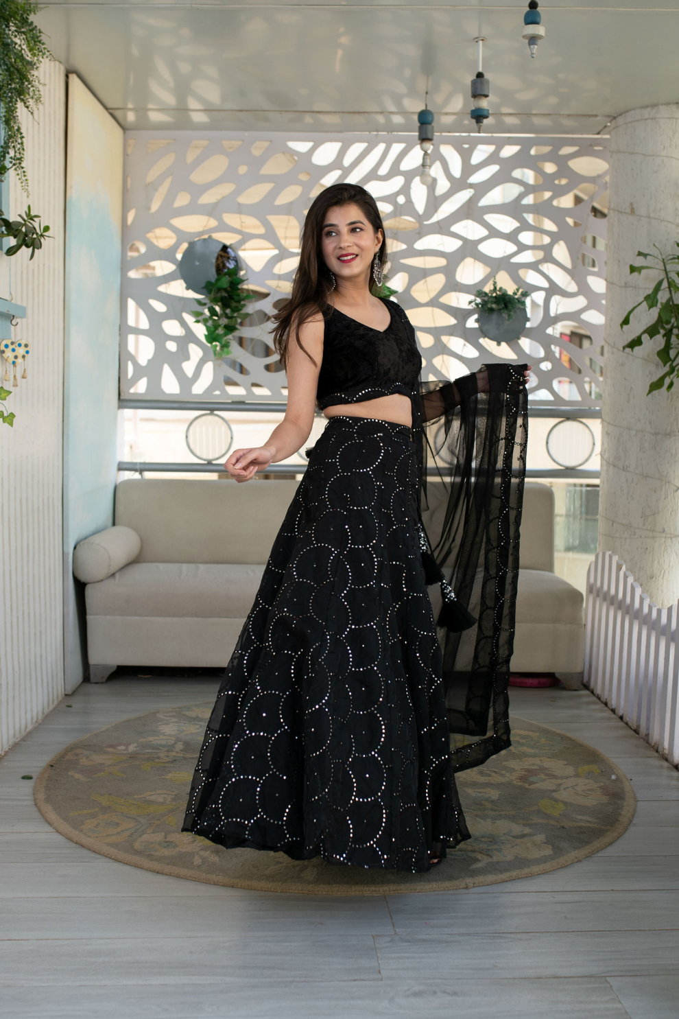 Graceful Georgette Lehenga Choli Featuring a Draped Attached Dupatta