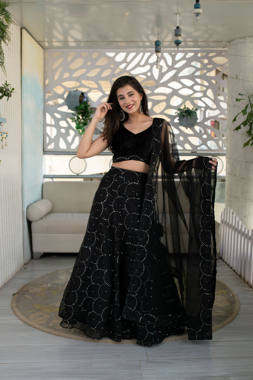Graceful Georgette Lehenga Choli Featuring a Draped Attached Dupatta