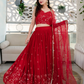 Graceful Georgette Lehenga Choli Featuring a Draped Attached Dupatta