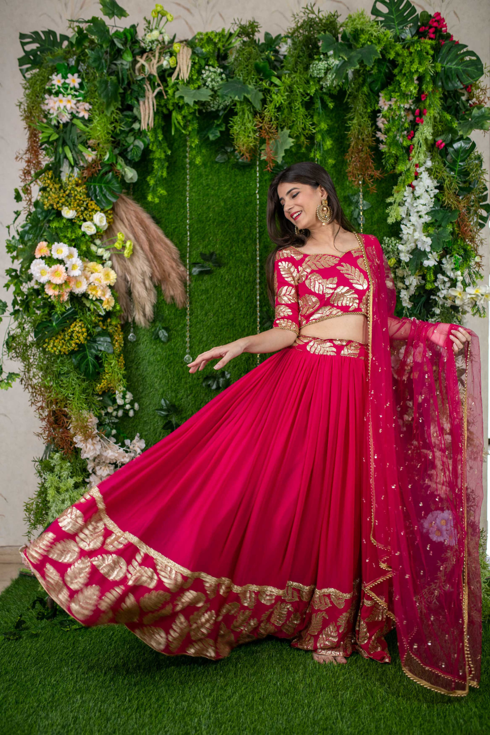 Graceful Georgette Lehenga Choli Featuring a Draped Attached Dupatta
