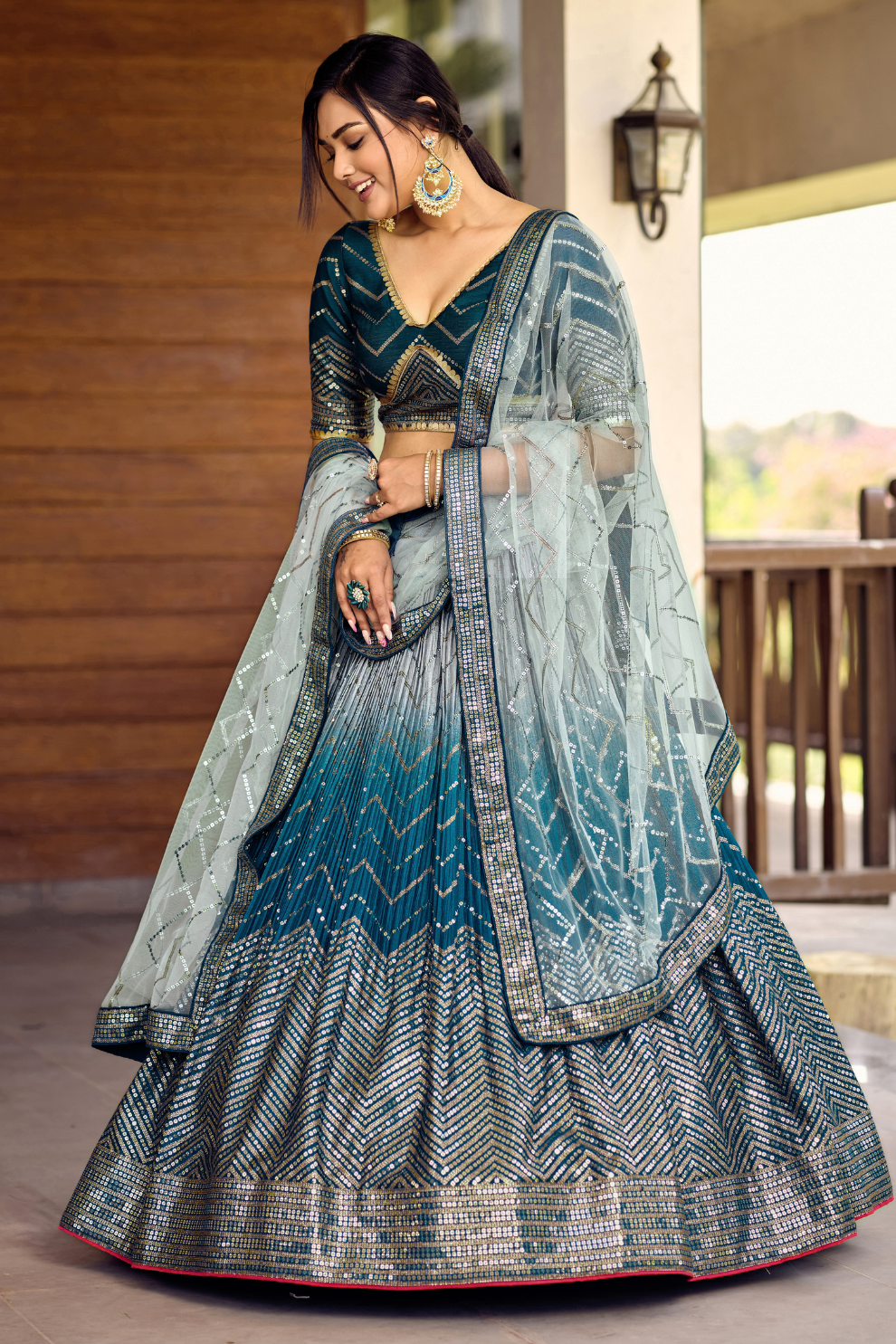 Graceful Lehenga Set with Sequins & Thread Embroidery