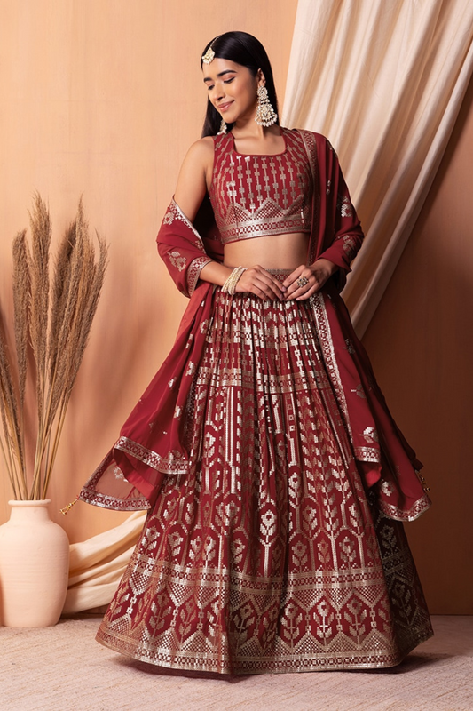 Stunning Georgette Embroidered Lehenga Choli for Wedding