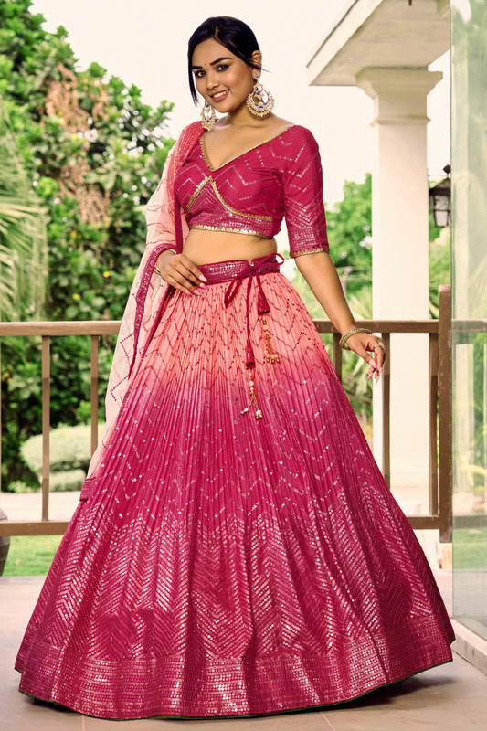 Graceful Lehenga Set with Sequins & Thread Embroidery