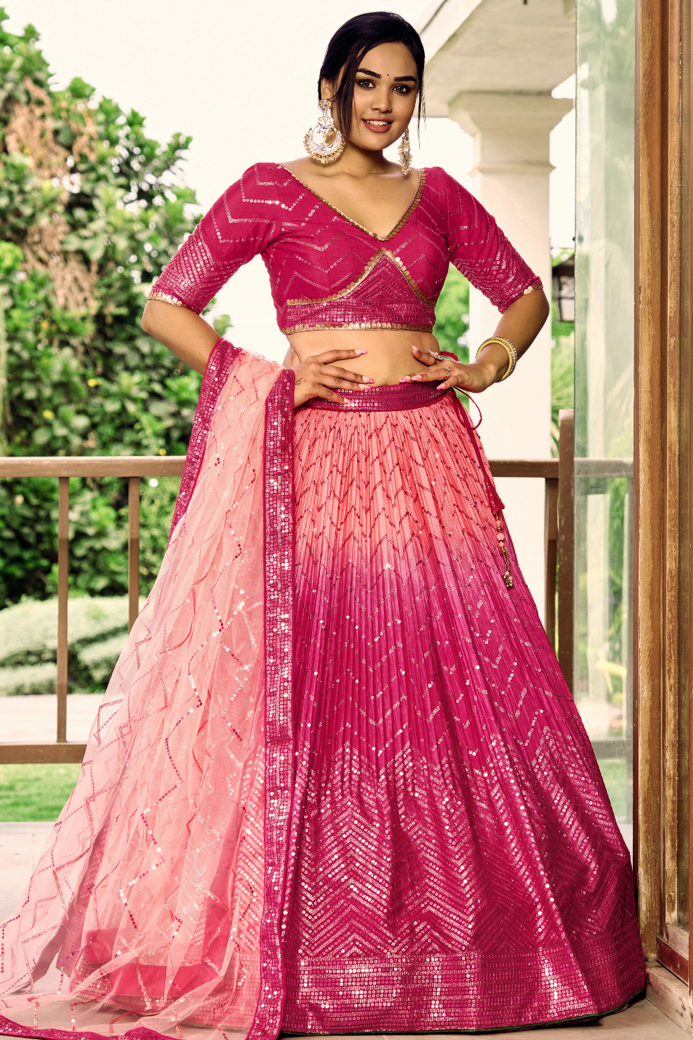 Graceful Lehenga Set with Sequins & Thread Embroidery