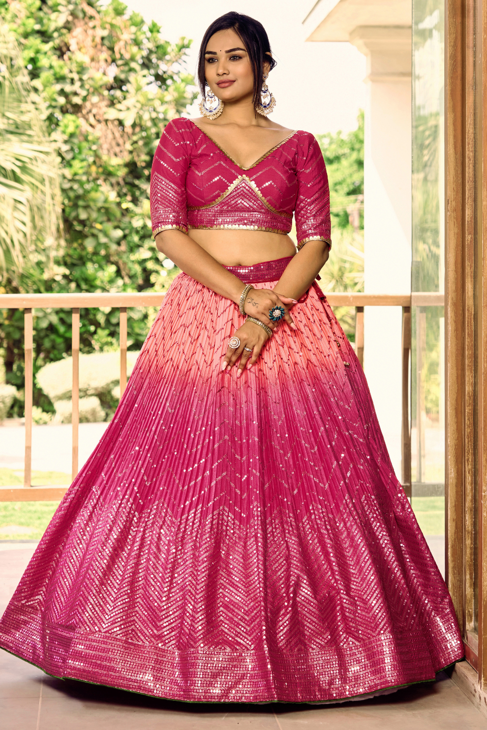 Graceful Lehenga Set with Sequins & Thread Embroidery