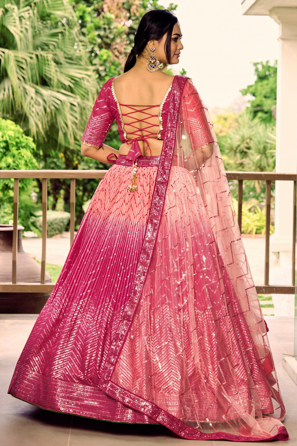 Graceful Lehenga Set with Sequins & Thread Embroidery