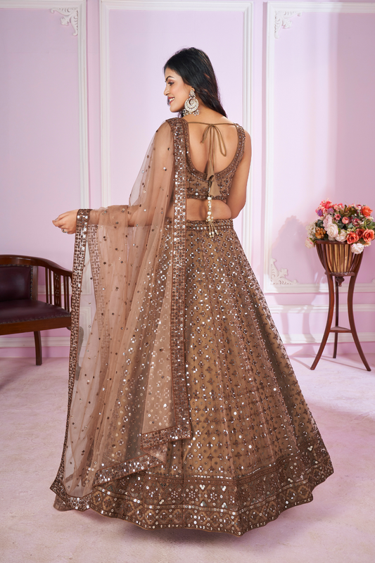 Designer Lehenga Set with Sequins Thread & Badla Zari Embroidery