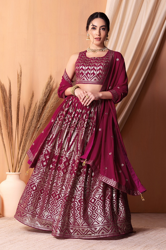 Stunning Georgette Embroidered Lehenga Choli for Wedding