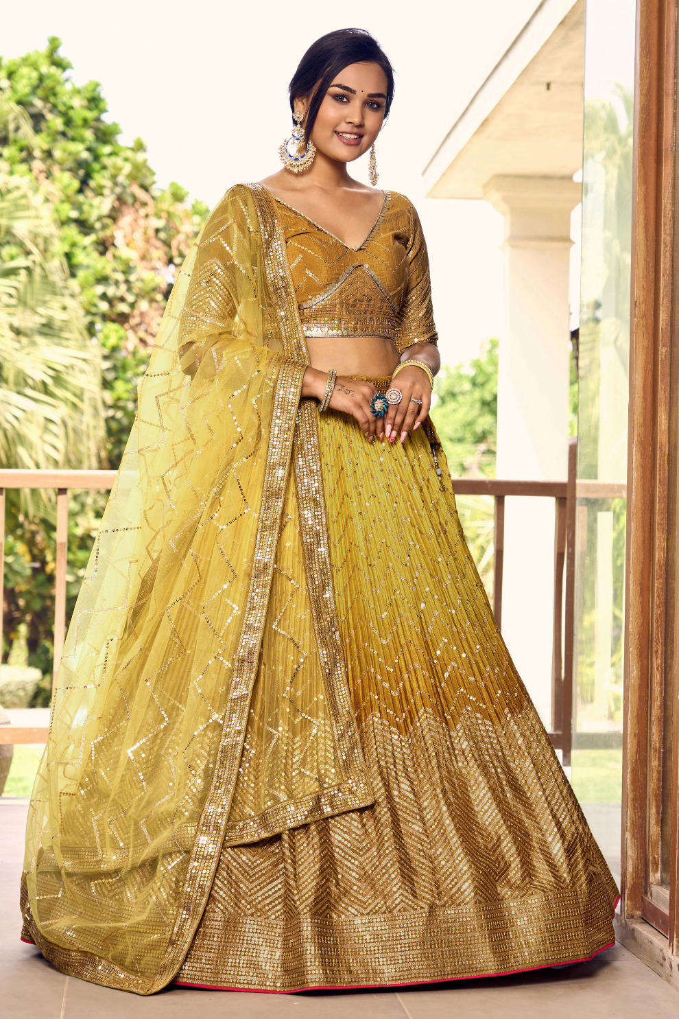 Graceful Lehenga Set with Sequins & Thread Embroidery