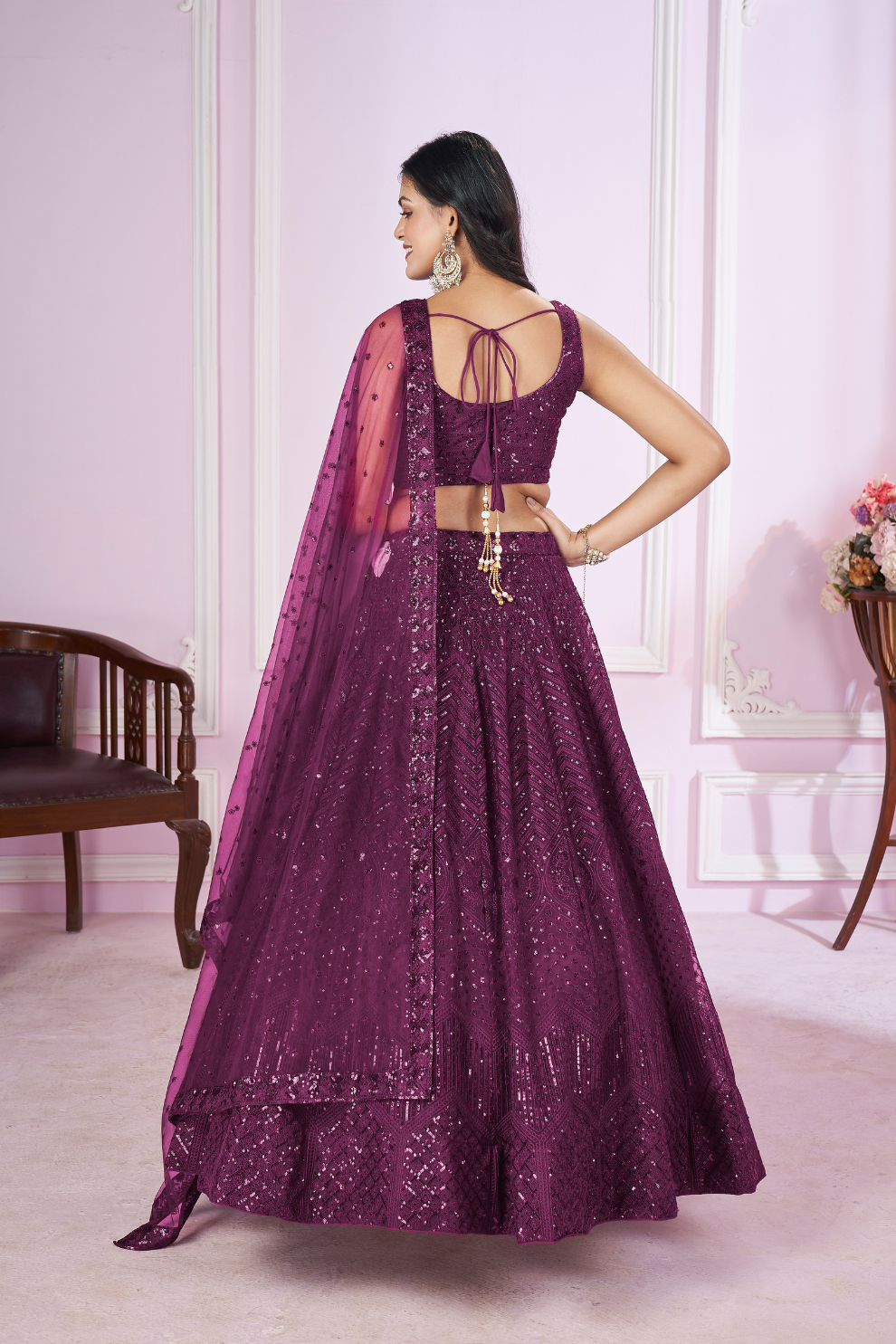 Designer Lehenga Set with Sequins Thread & Badla Zari Embroidery