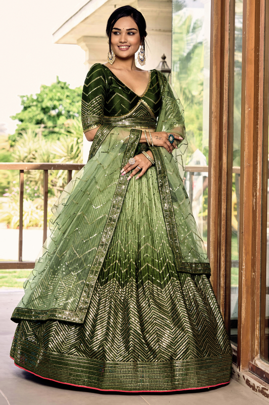 Graceful Lehenga Set with Sequins & Thread Embroidery