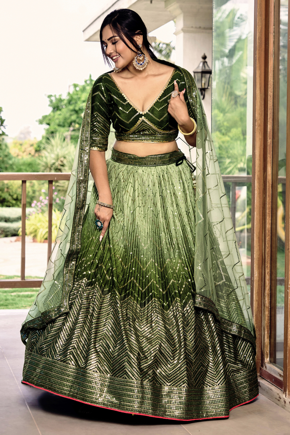 Graceful Lehenga Set with Sequins & Thread Embroidery