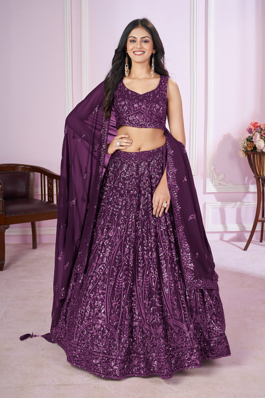 Designer Lehenga Set with Sequins Thread & Badla Zari Embroidery