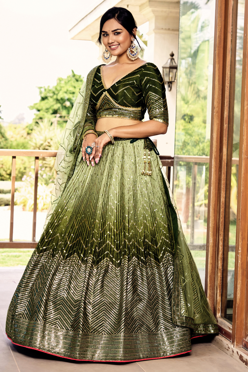 Graceful Lehenga Set with Sequins & Thread Embroidery