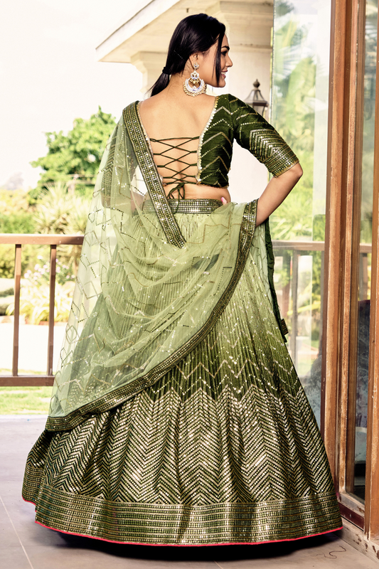 Graceful Lehenga Set with Sequins & Thread Embroidery