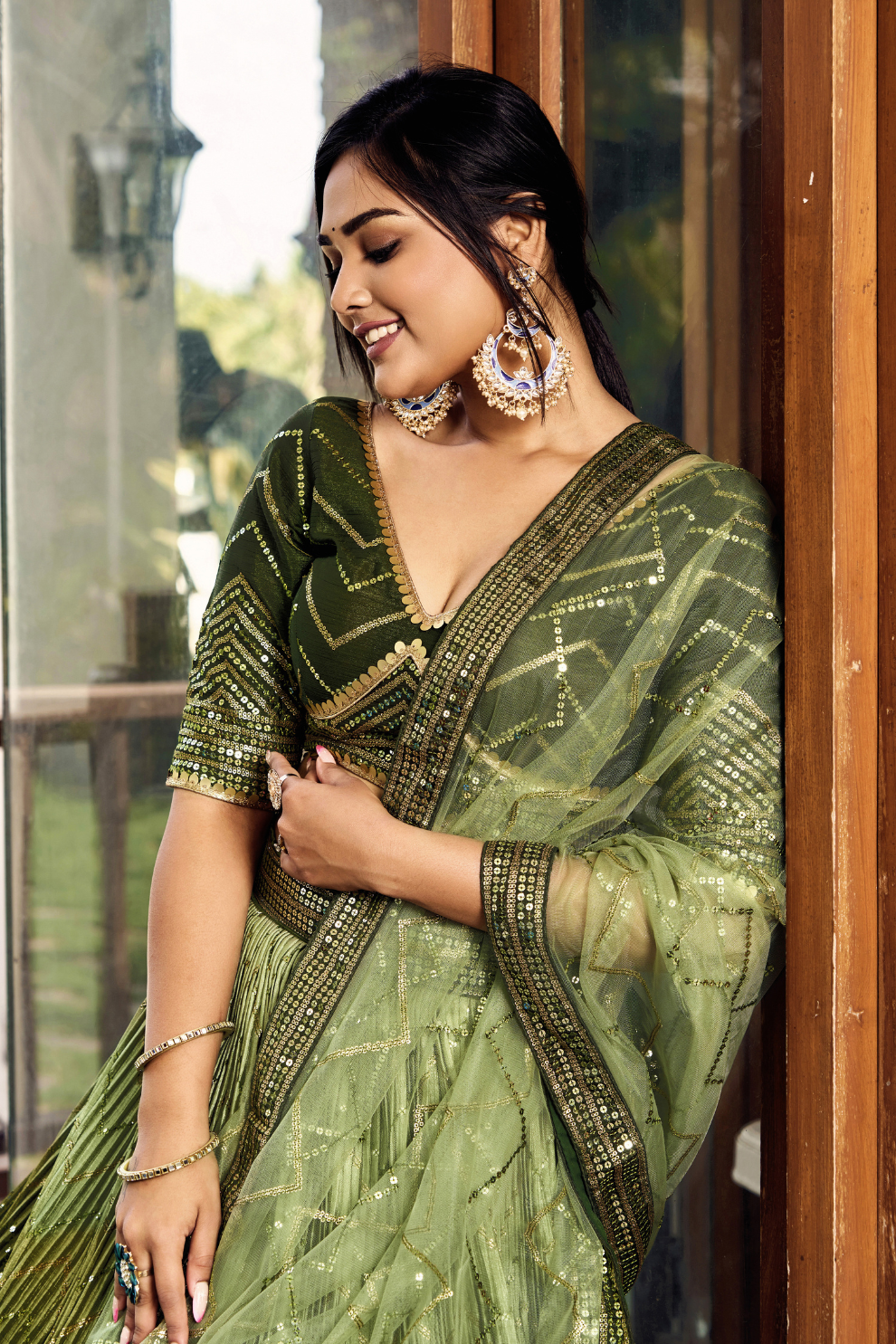 Graceful Lehenga Set with Sequins & Thread Embroidery