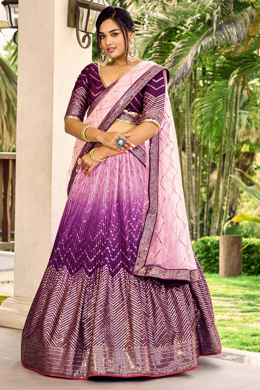 Graceful Lehenga Set with Sequins & Thread Embroidery