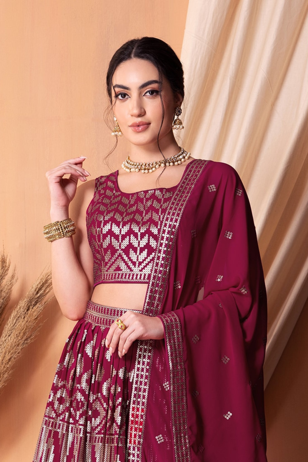 Stunning Georgette Embroidered Lehenga Choli for Wedding