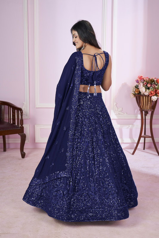Designer Lehenga Set with Sequins Thread & Badla Zari Embroidery