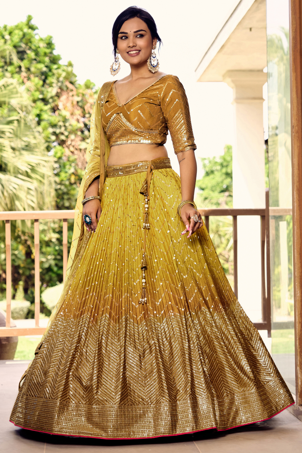 Graceful Lehenga Set with Sequins & Thread Embroidery