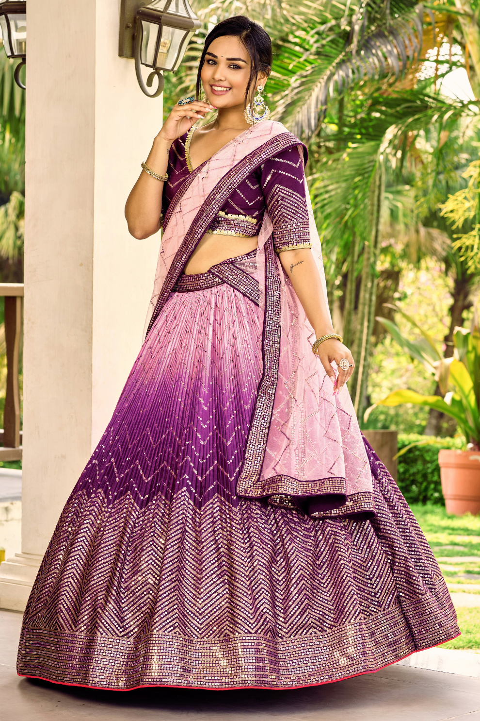 Graceful Lehenga Set with Sequins & Thread Embroidery