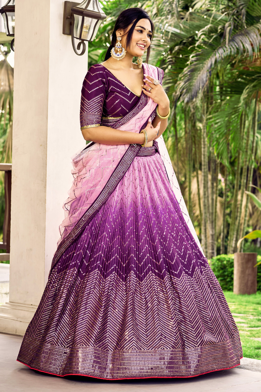 Graceful Lehenga Set with Sequins & Thread Embroidery