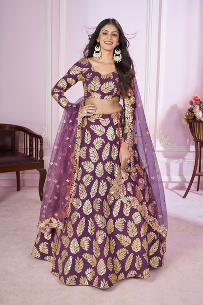 Designer Lehenga Set with Sequins Thread & Badla Zari Embroidery
